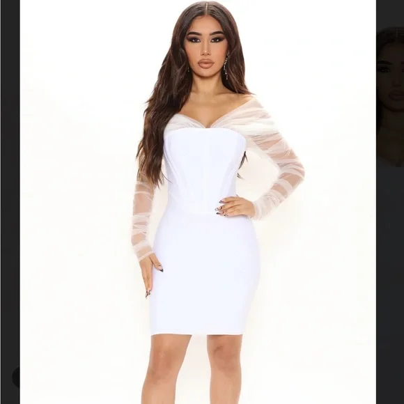 white bandage dress fashion nova White main image 1